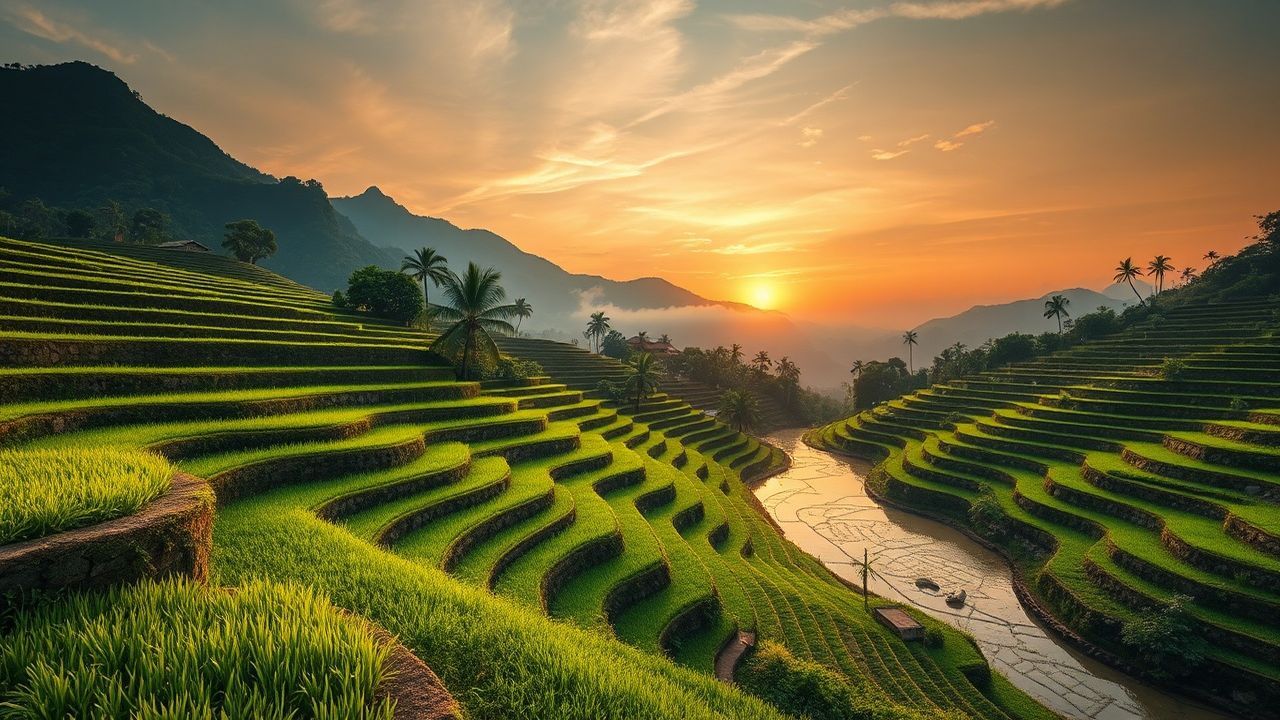 Dramatic Bali Rice Terraces Reflections