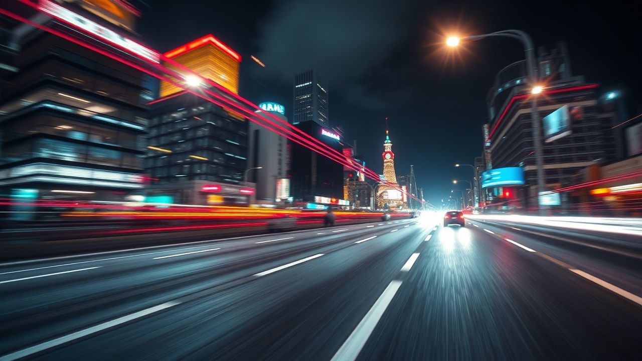 Vintage Outrun Drive City by Night