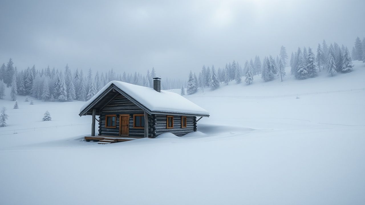 Subtle Nordic Cabin Isolation in Winter
