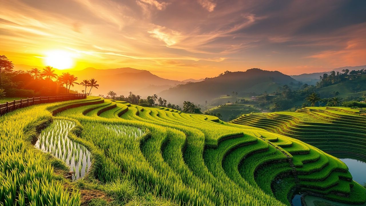 Verdant Bali Rice Terraces Reflections