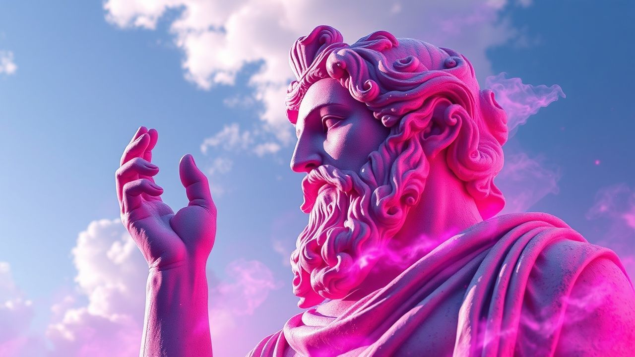 Neon Greek Statue Glitch