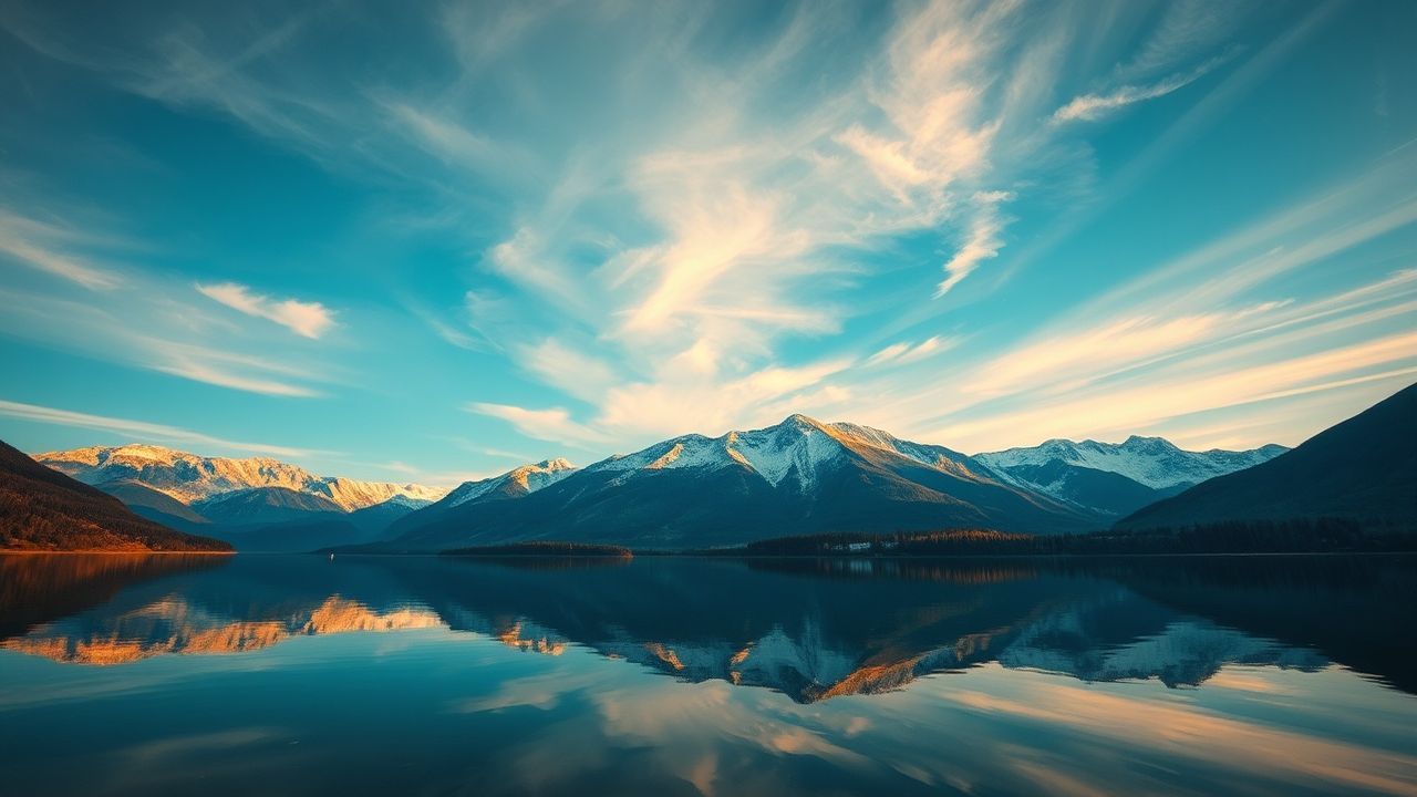 Tranquil Lake Mirror Mountains Reflections