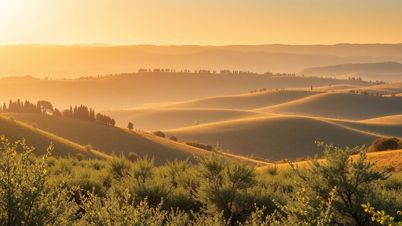 Striking Tuscany Olive Grove in Golden Light