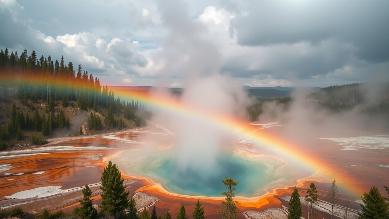 Dazzling Grand Prismatic Rainbow in Spring