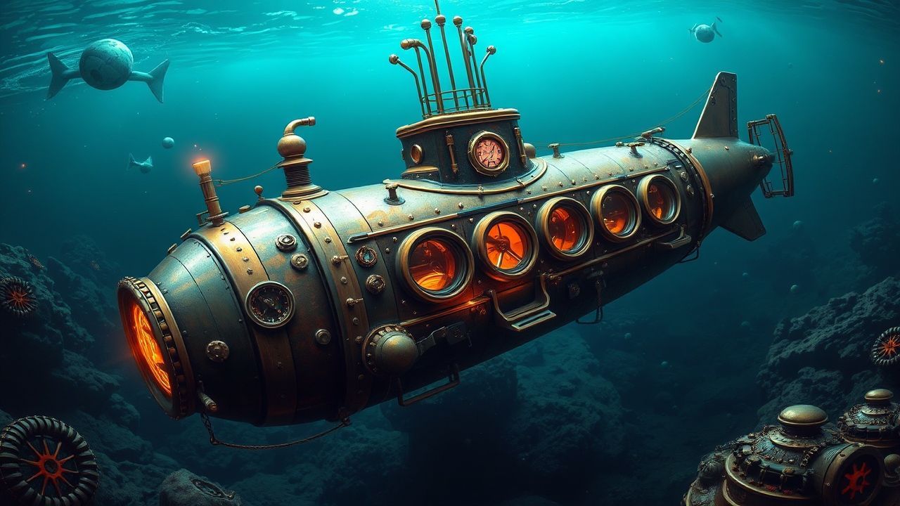 Steam-Powered Nautilus Submarine Brass Depths