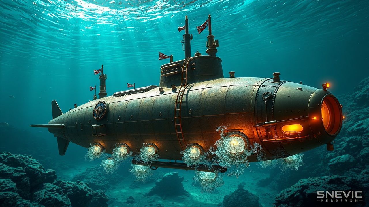 Magnificent Nautilus Submarine Brass Depths