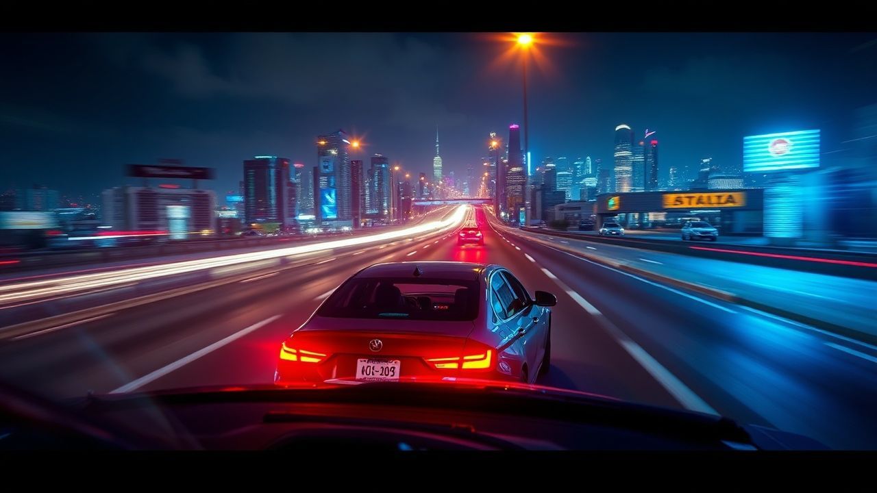 Retro Outrun Drive City by Night