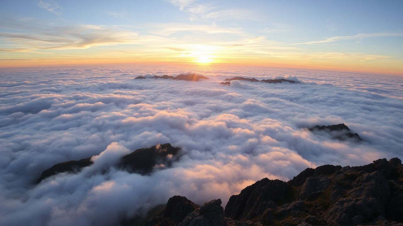 Wild Sea Clouds Peaks in the Mist