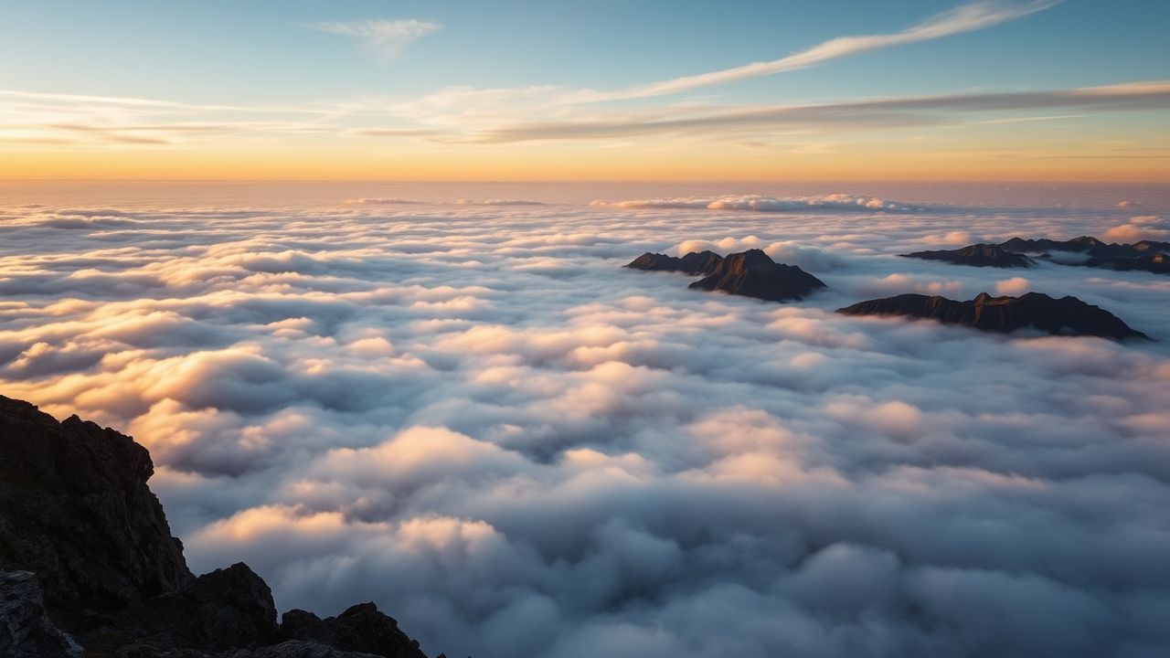 Breathtaking Sea Clouds Peaks in the Mist