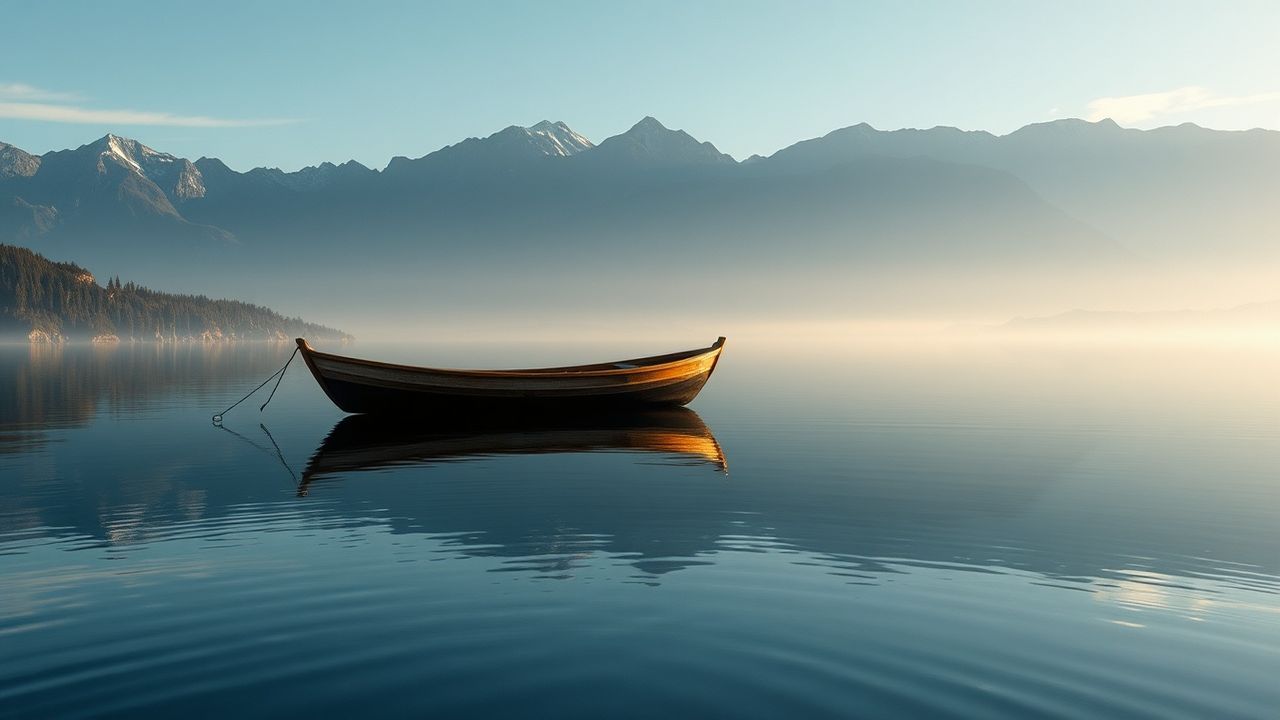 Ornate Single Boat Calm Reflections