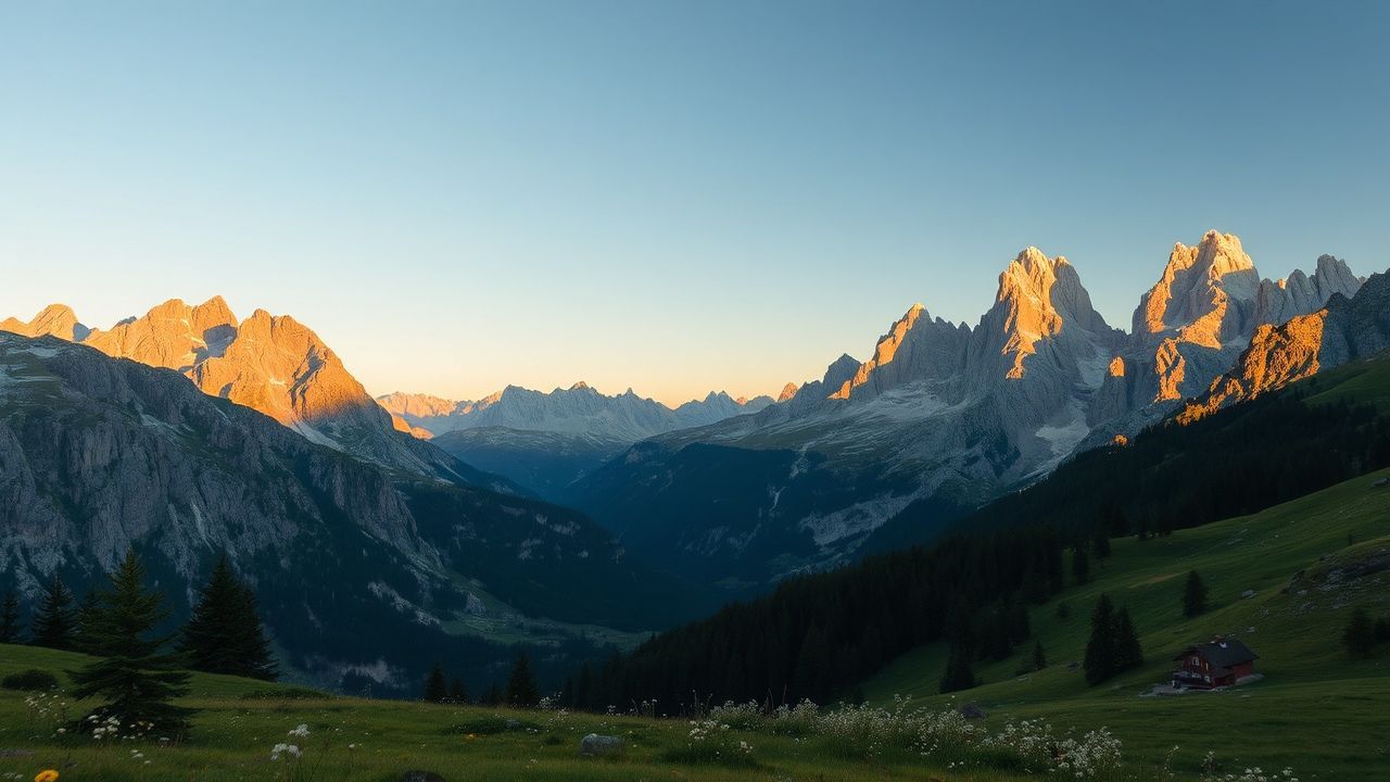 Magnificent Dolomites Peaks Alpine in Golden Light