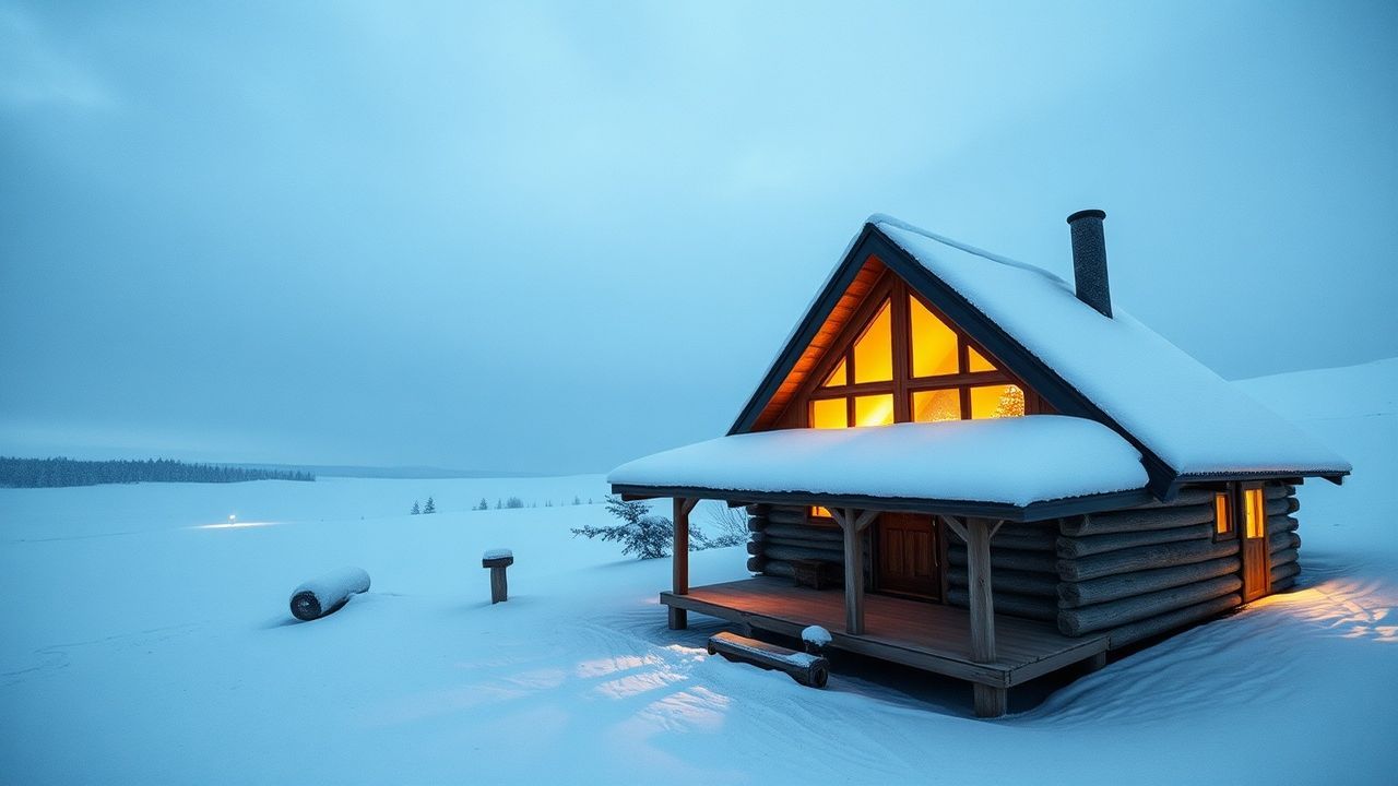 Calm Nordic Cabin Isolation in Winter