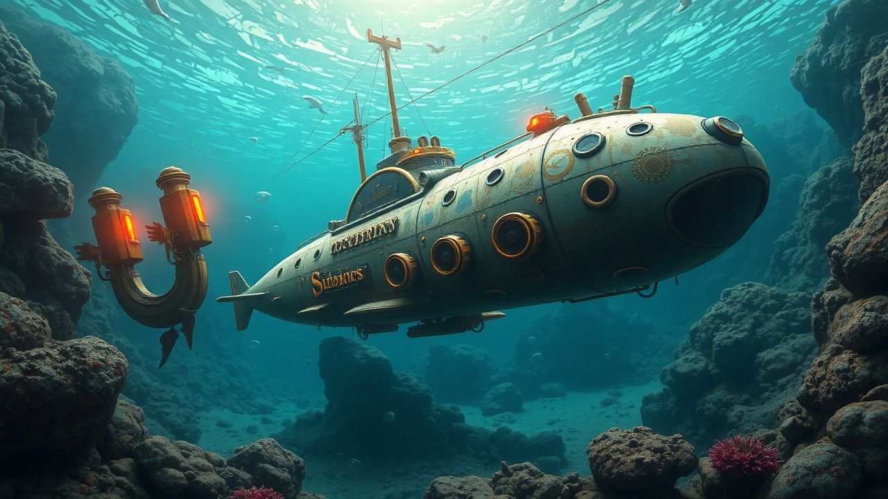 Brilliant Nautilus Submarine Brass Depths