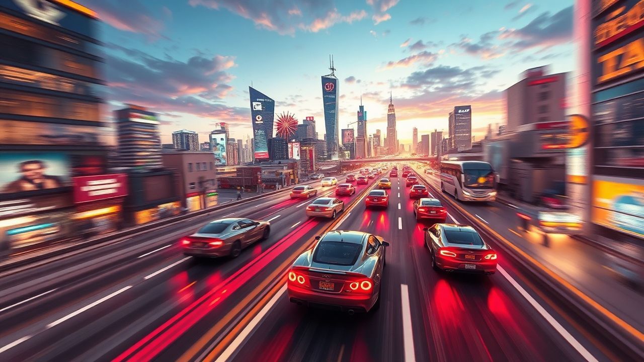 Neon Flying Cars Traffic Neon Dreams