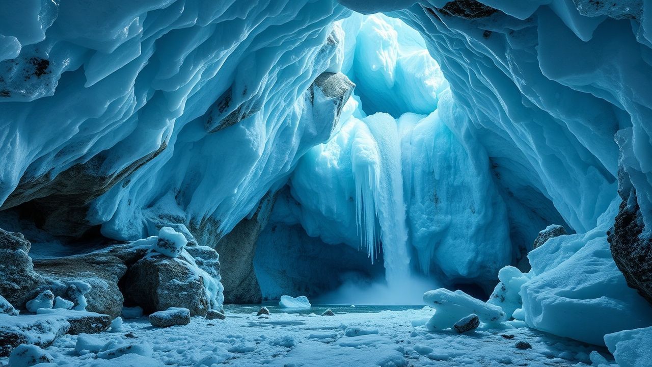 Golden Ice Cave Interior Crystal