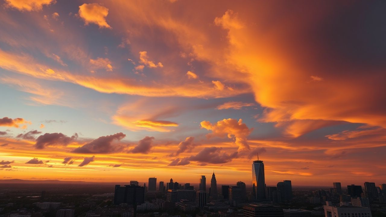Towering Rooftop Skyline Clouds Panorama