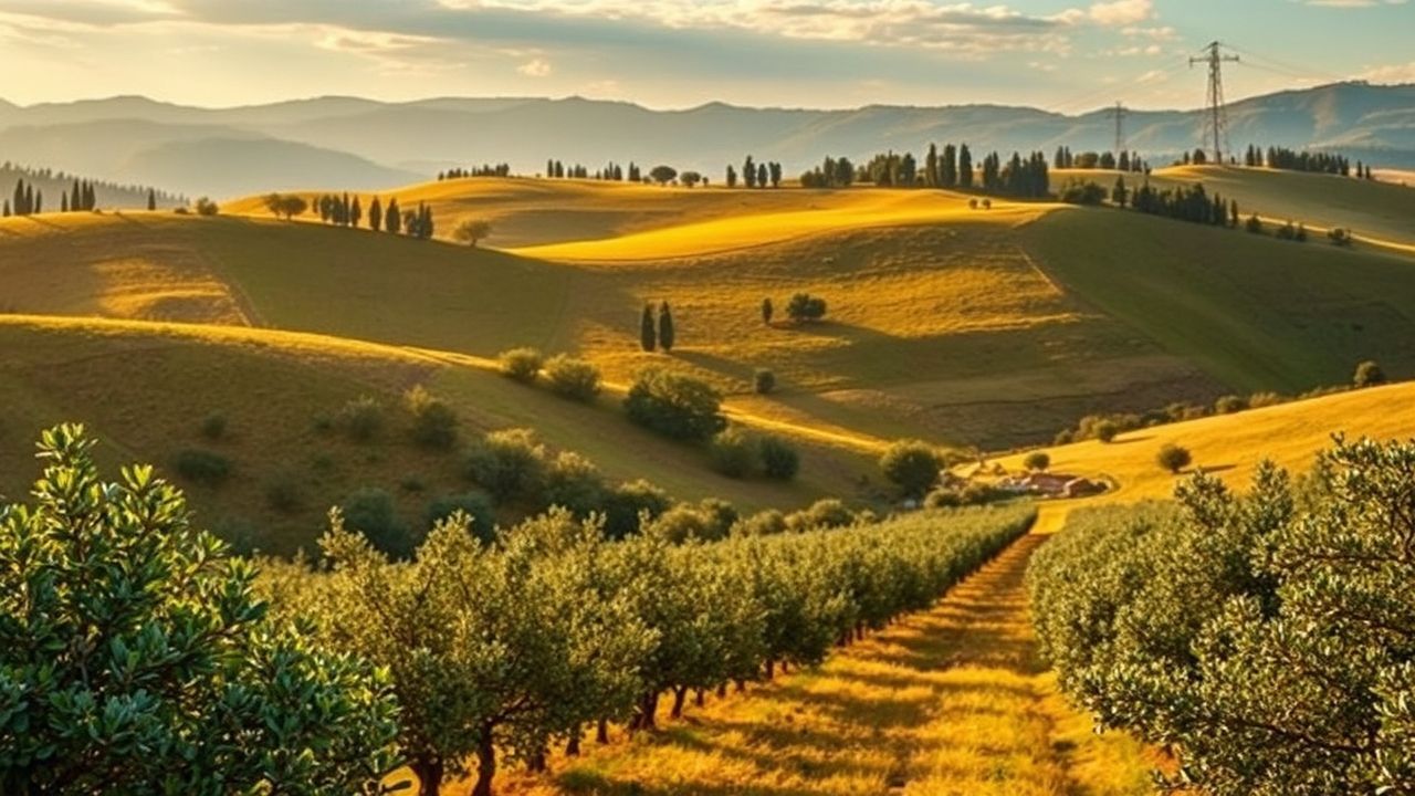 Spectacular Tuscany Olive Grove in Golden Light