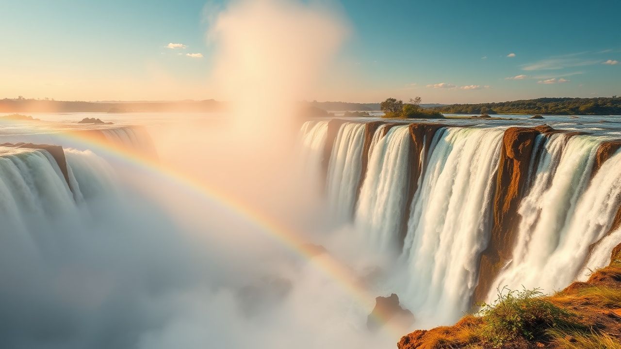 Majestic Iguazu Falls Hundreds Panorama