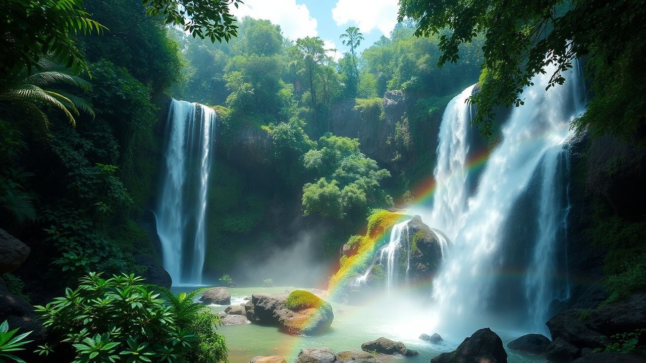 Pristine Jungle Waterfall Hidden in the Mist