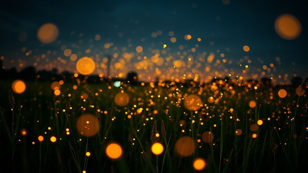 Majestic Fireflies Field Warm by Night