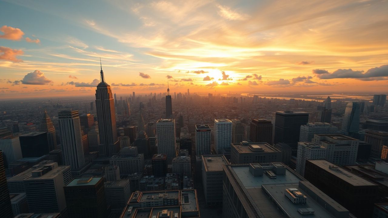 Celestial Rooftop Skyline Clouds Panorama