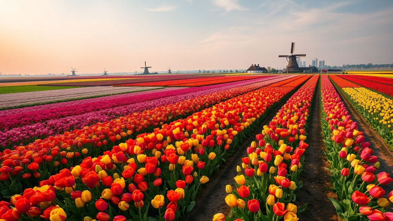 Breathtaking Tulip Fields Netherlands from Above