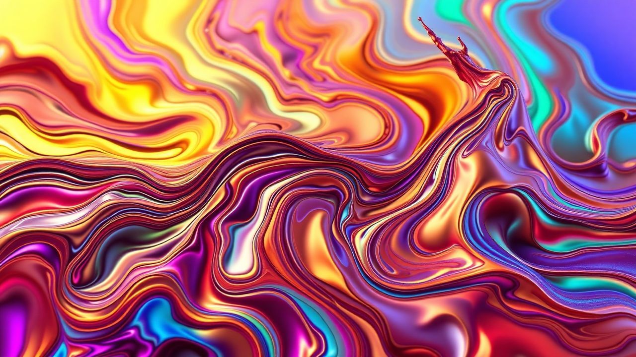 Iridescent Fluid Simulation Metallic