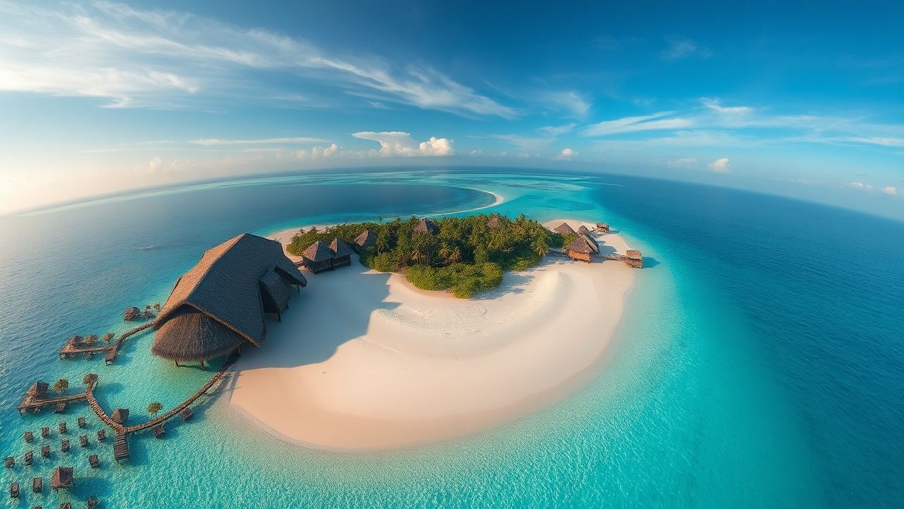 Lush Maldives Sandbar Island from Above