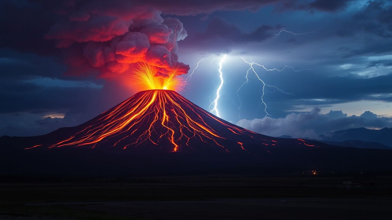 Celestial Volcanic Lightning Eruption