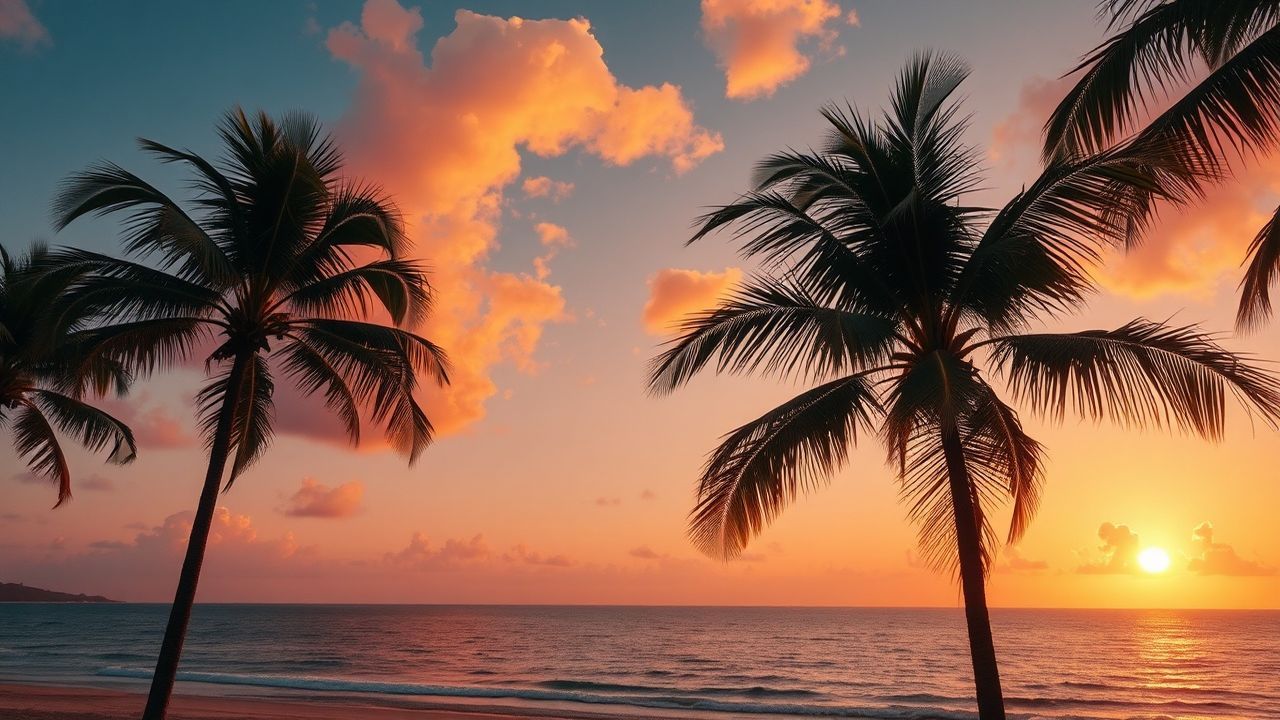 Stellar Palm Silhouettes Orange at Sunset