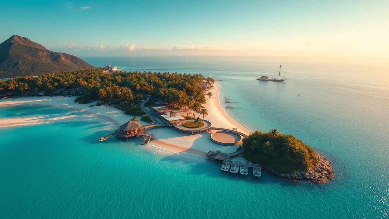 Magnificent Tropical Island Beach from Above