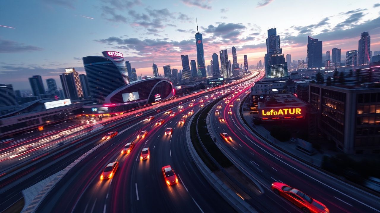 Futuristic Flying Cars Traffic Neon Dreams