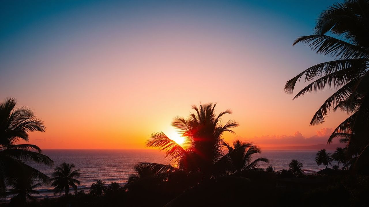 Dazzling Palm Silhouettes Orange at Sunset