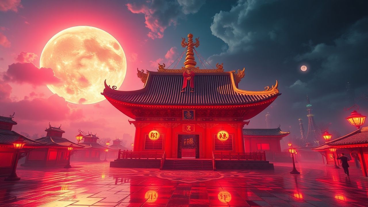 Breathtaking Temple Shrine Traditional Neon Dreams