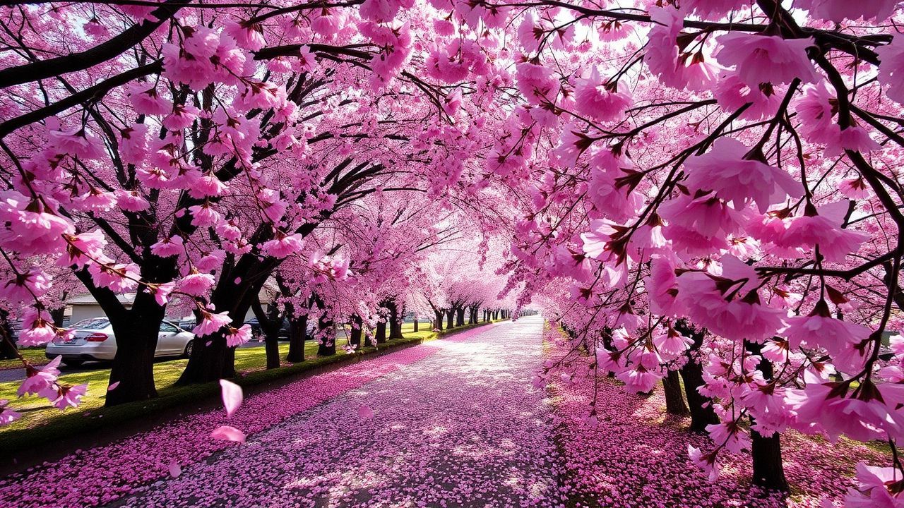 Vibrant Japan Cherry Blossom in Spring