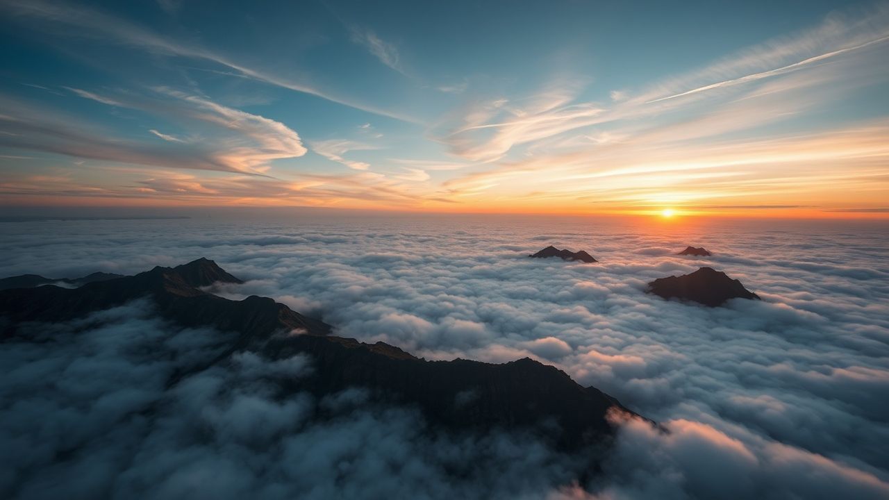 Brilliant Sea Clouds Peaks in the Mist