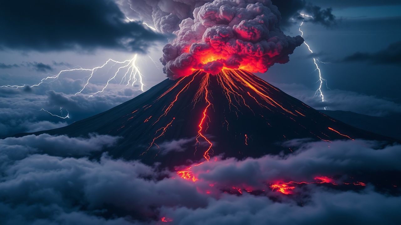 Wondrous Volcanic Lightning Eruption
