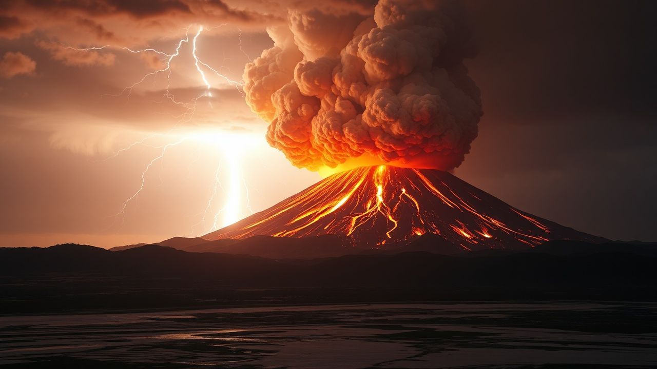Sublime Volcanic Lightning Eruption
