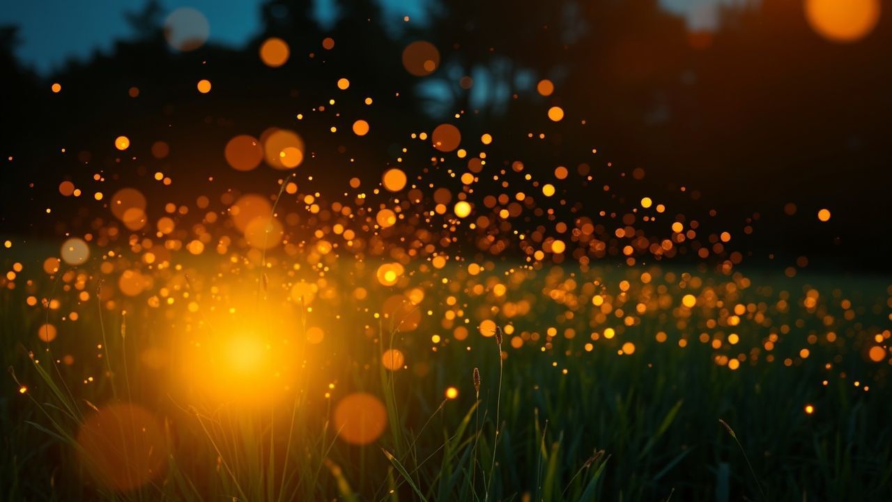 Serene Fireflies Field Warm by Night