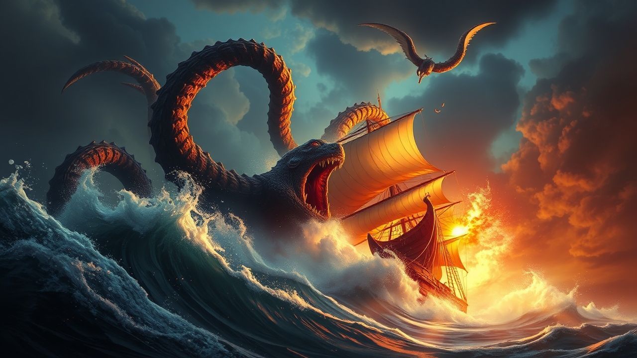 Fierce Kraken Attacking Ship Storm