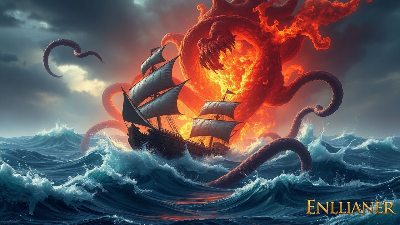 Wondrous Kraken Attacking Ship Storm