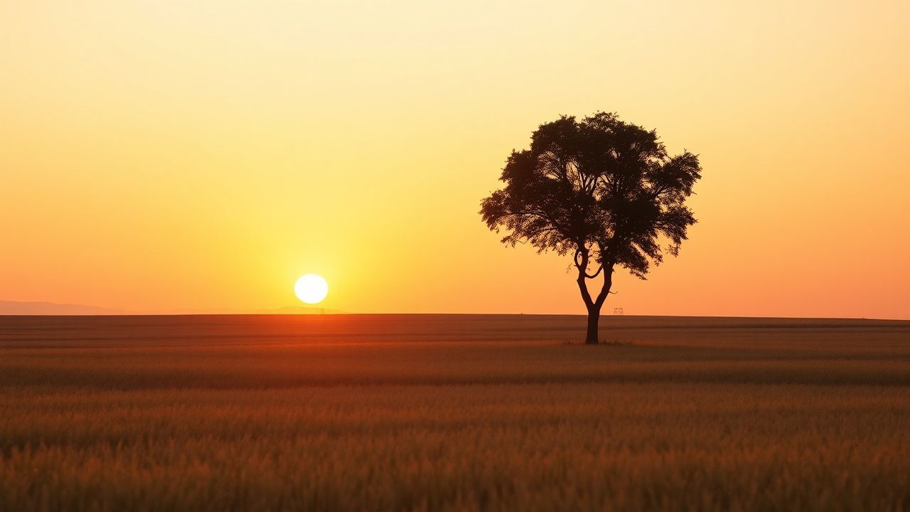 Legendary Single Tree Horizon at Sunset