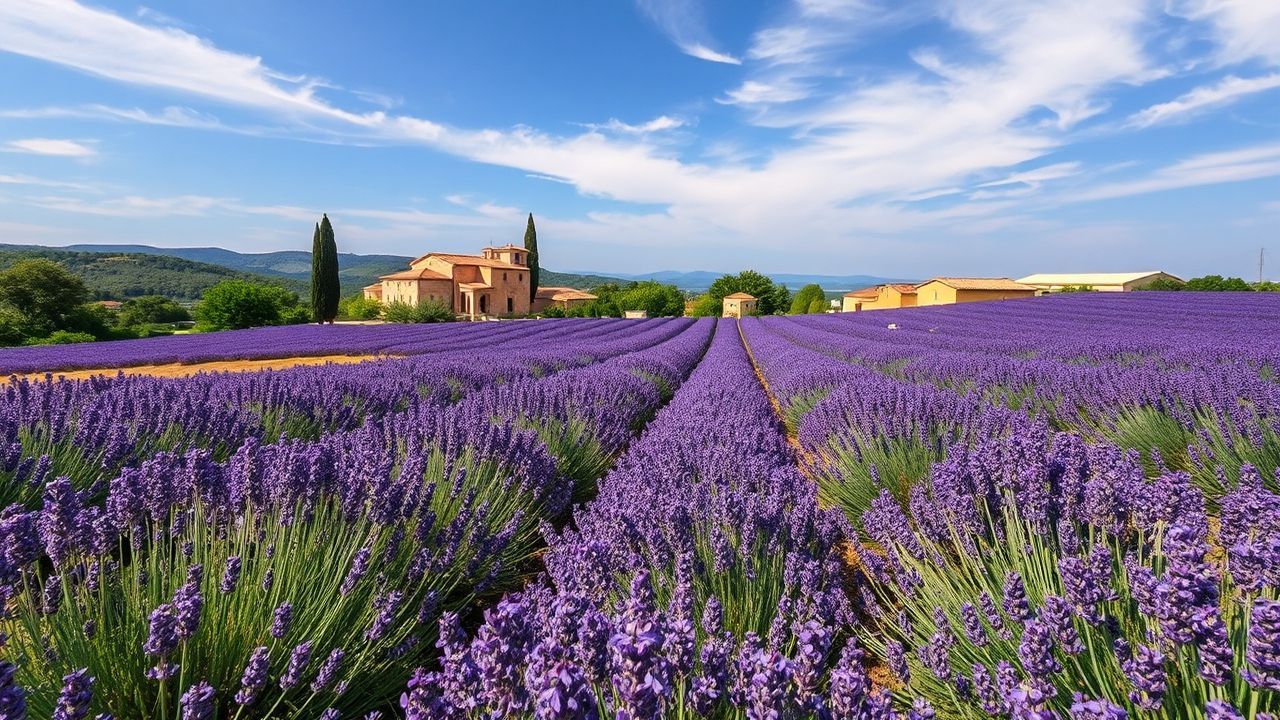 Delicate Provence Lavender Farmhouse in Summer