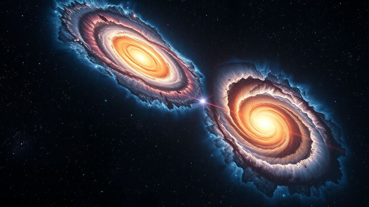 Exquisite Two Galaxies Colliding