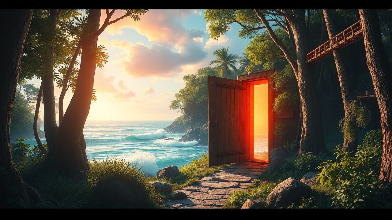 Dreamlike Door Ocean Opening
