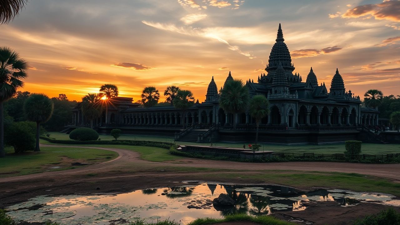 Serene Angkor Wat Wat Temple at Sunrise