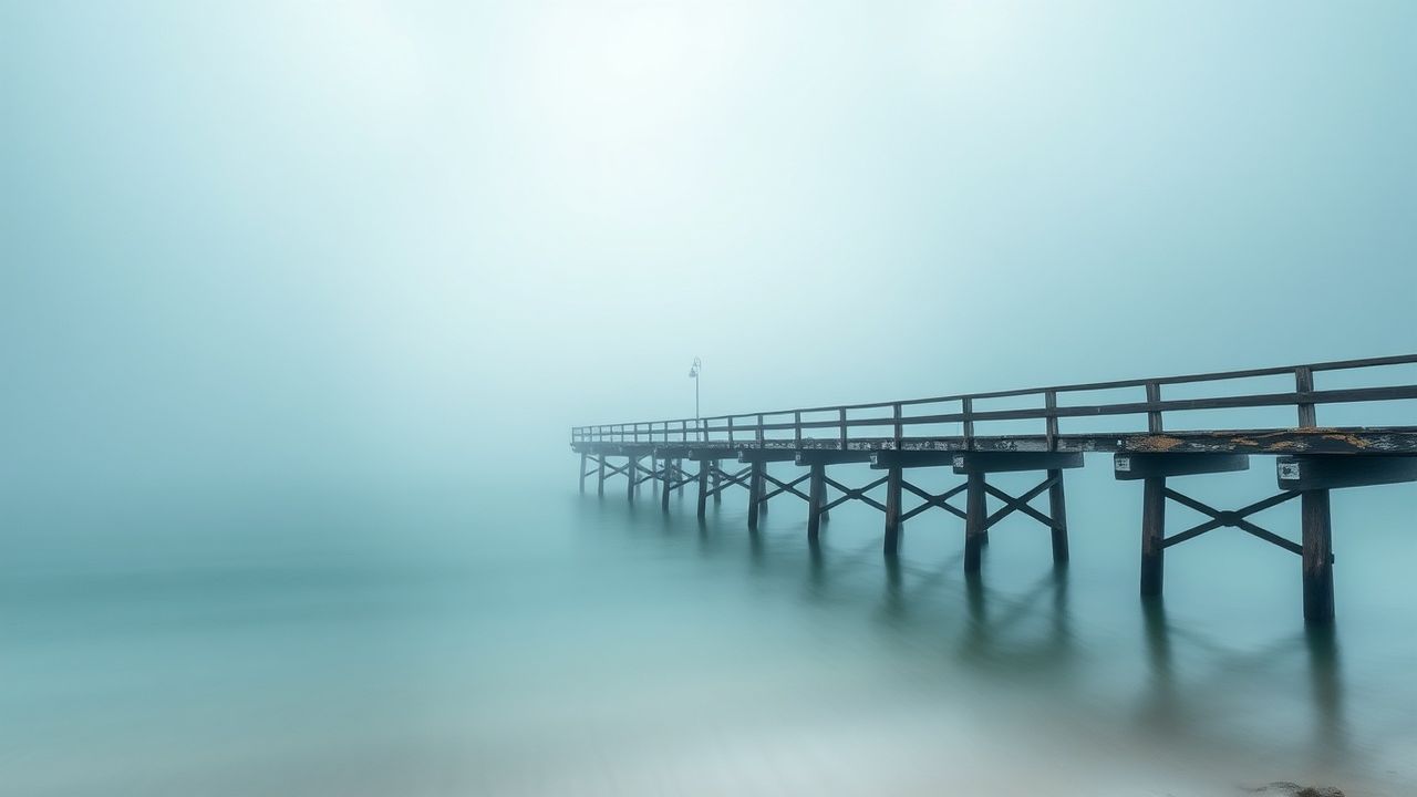 Quiet Foggy Pier Disappearing