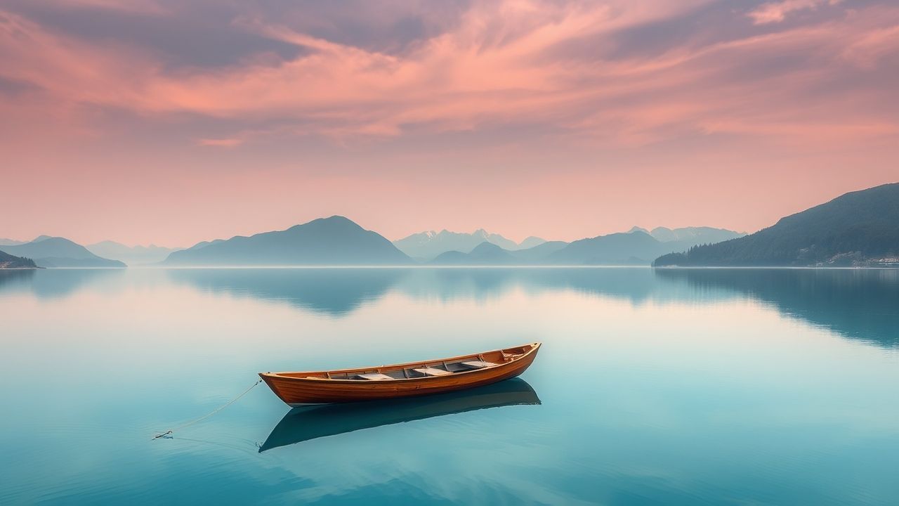 Radiant Single Boat Calm Reflections