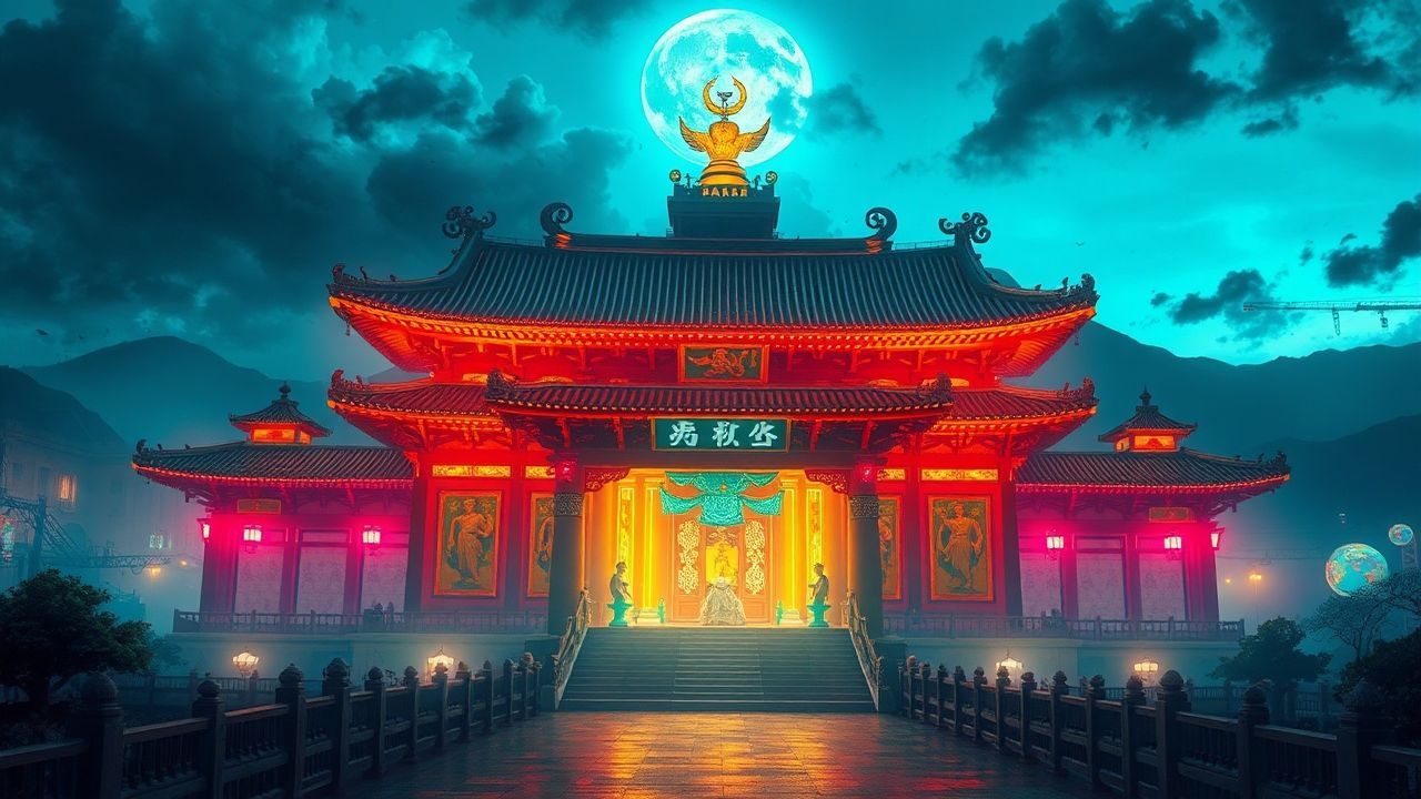 Electric Temple Shrine Traditional Neon Dreams