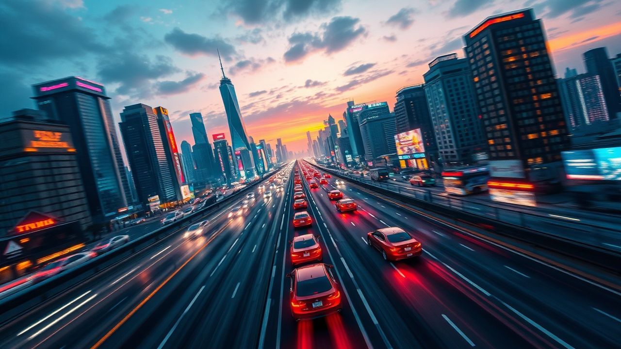 Enchanting Flying Cars Traffic Neon Dreams